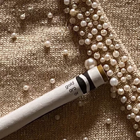 East 5th sparkly beaded collar minimalist long sleeve light sweater v-neck small - Picture 6 of 6